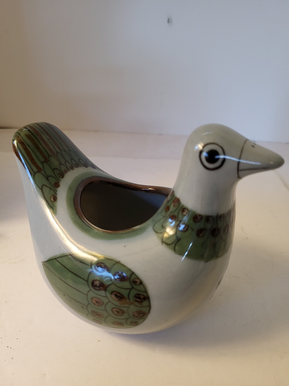 4.5" Tonala Signed Ken Edwards Bird Planter 1970s W/Label